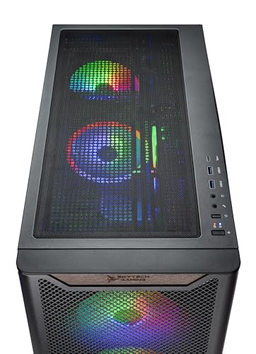 Skytech Gaming Blaze4 Mini Desktop PC, Ryzen 7 5700 3.7 GHz (4.6GHz), NVIDIA RTX 4060 8GB, 1TB NVMe SSD, 16GB DDR4 RAM 3200, 650W Gold PSU, Wi-Fi, Win 11