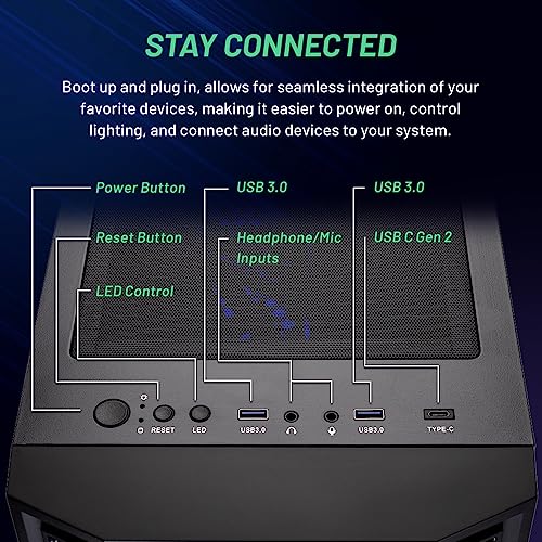 Skytech Gaming Blaze4 Mini Desktop PC, Ryzen 7 5700 3.7 GHz (4.6GHz), NVIDIA RTX 4060 8GB, 1TB NVMe SSD, 16GB DDR4 RAM 3200, 650W Gold PSU, Wi-Fi, Win 11