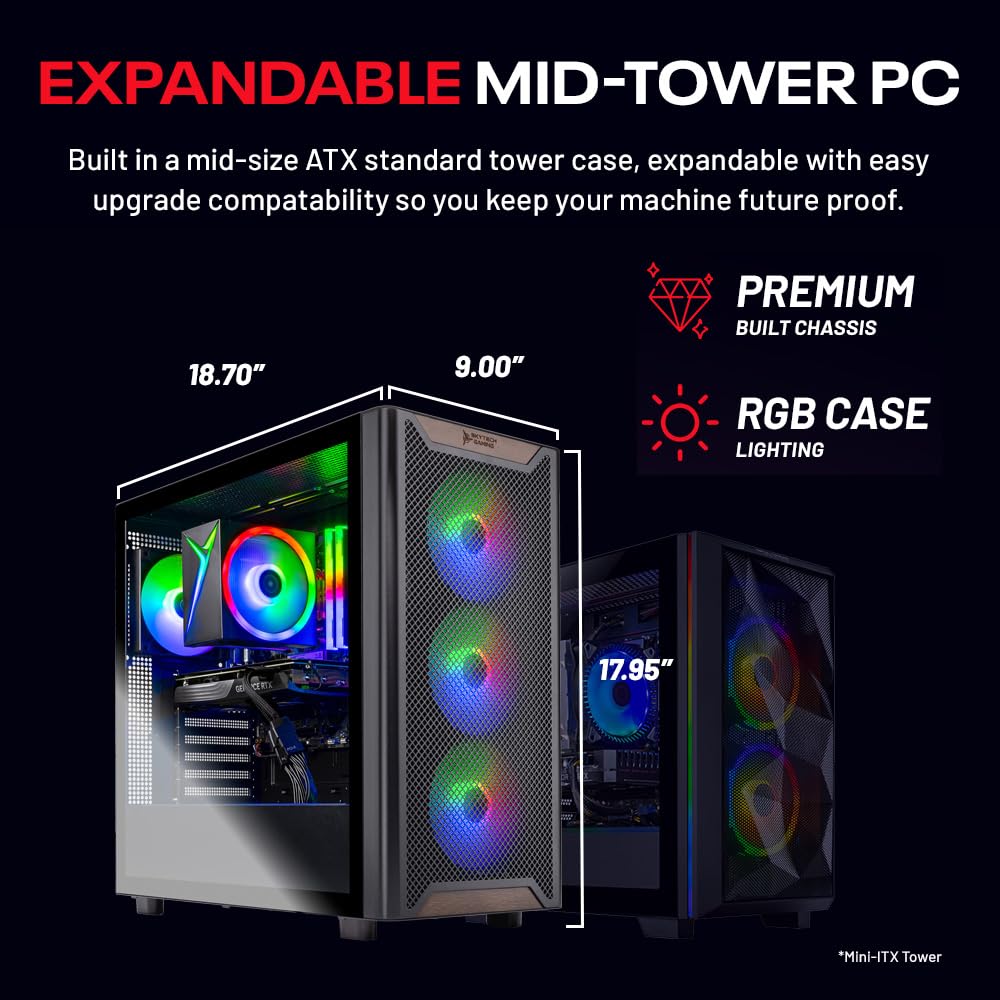 Skytech Gaming Blaze4 Mini Desktop PC, Ryzen 7 5700 3.7 GHz (4.6GHz), NVIDIA RTX 4060 8GB, 1TB NVMe SSD, 16GB DDR4 RAM 3200, 650W Gold PSU, Wi-Fi, Win 11