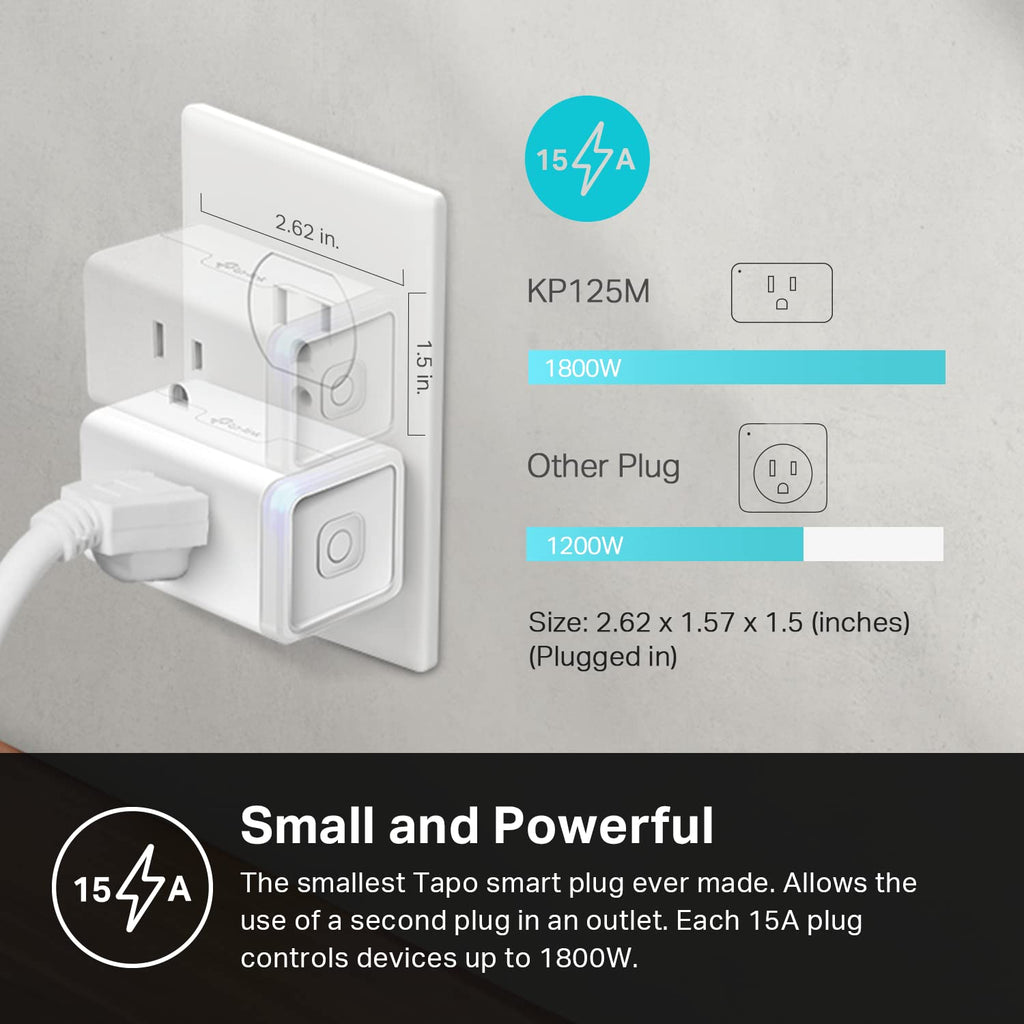 Kasa Smart Plug HS103P4, Smart Home Wi-Fi Outlet Works with Alexa, Echo, Google Home & IFTTT, No Hub Required, Remote Control, 15 Amp, UL Certified, 4-Pack, White