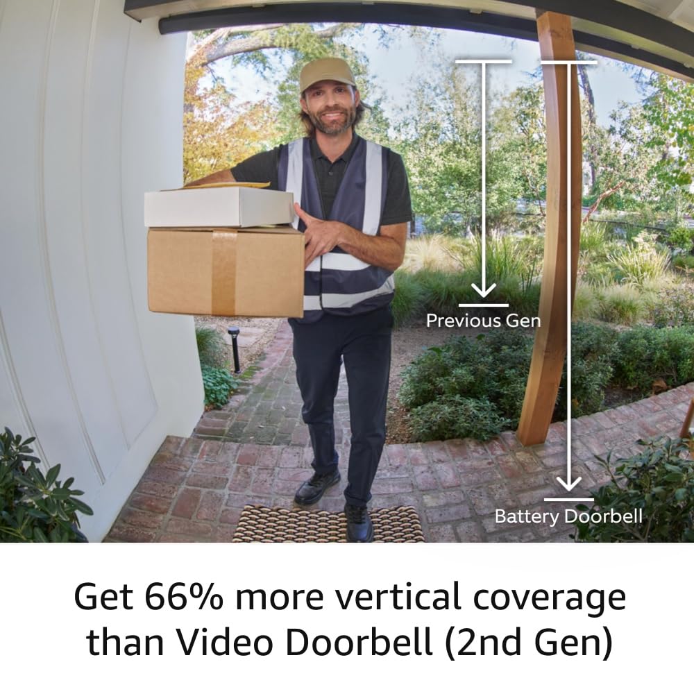 Ring Battery Doorbell | Home or business security with Head-to-Toe Video, Live View with Two-Way Talk, and Motion Detection & Alerts (newest model), Venetian Bronze