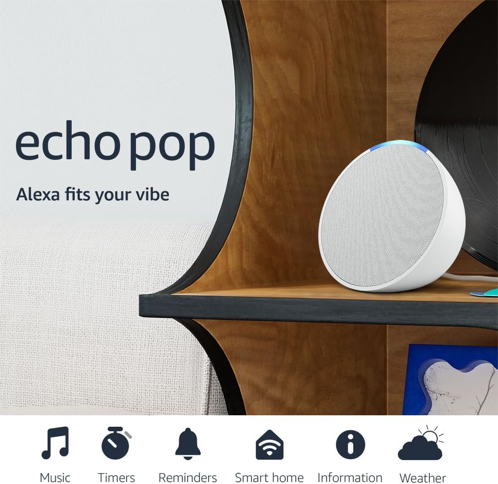 Amazon Echo Pop (newest model), Our smallest Alexa speaker, Fits in any room, Charcoal