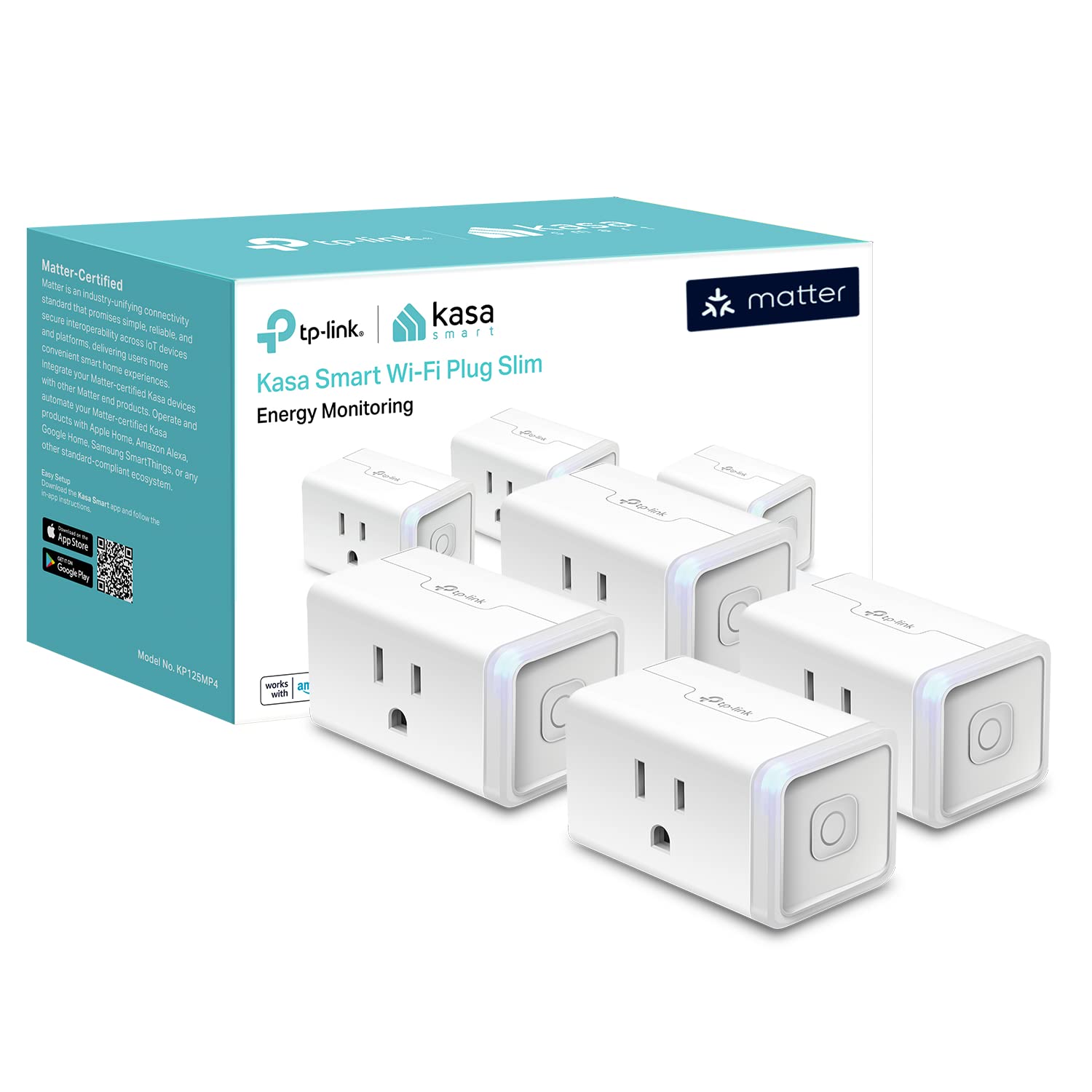 Kasa Smart Plug HS103P4, Smart Home Wi-Fi Outlet Works with Alexa, Echo, Google Home & IFTTT, No Hub Required, Remote Control, 15 Amp, UL Certified, 4-Pack, White