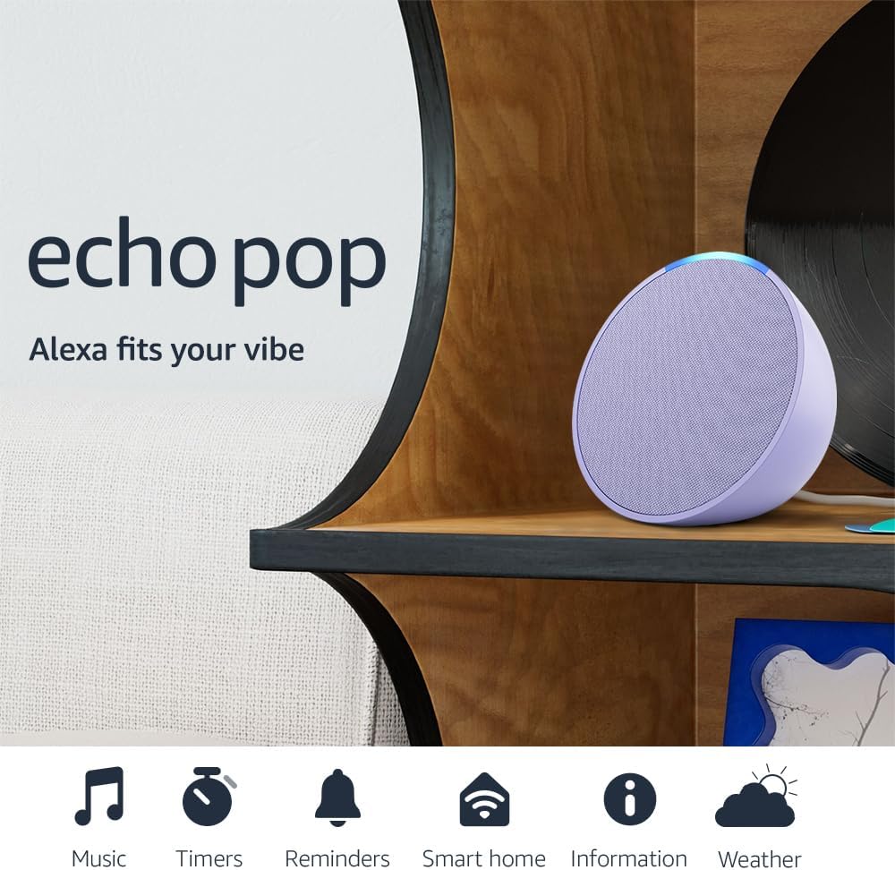 Amazon Echo Pop (newest model), Our smallest Alexa speaker, Fits in any room, Charcoal