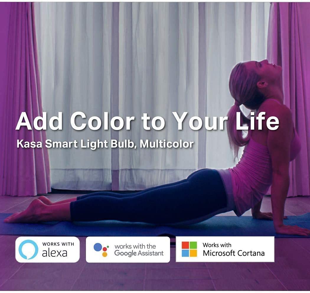 Kasa Smart Light Bulbs, Full Color Changing Dimmable Smart WiFi Bulbs Compatible with Alexa and Google Home, A19, 9W 800 Lumens,2.4Ghz only, No Hub Required, 4 Count (Pack of 1), Multicolor (KL125P4)