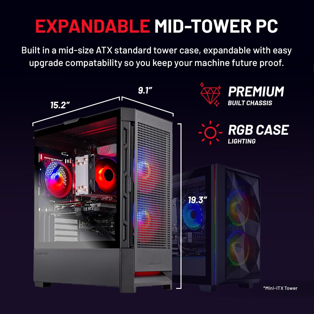 Skytech Gaming Blaze4 Mini Desktop PC, Ryzen 7 5700 3.7 GHz (4.6GHz), NVIDIA RTX 4060 8GB, 1TB NVMe SSD, 16GB DDR4 RAM 3200, 650W Gold PSU, Wi-Fi, Win 11