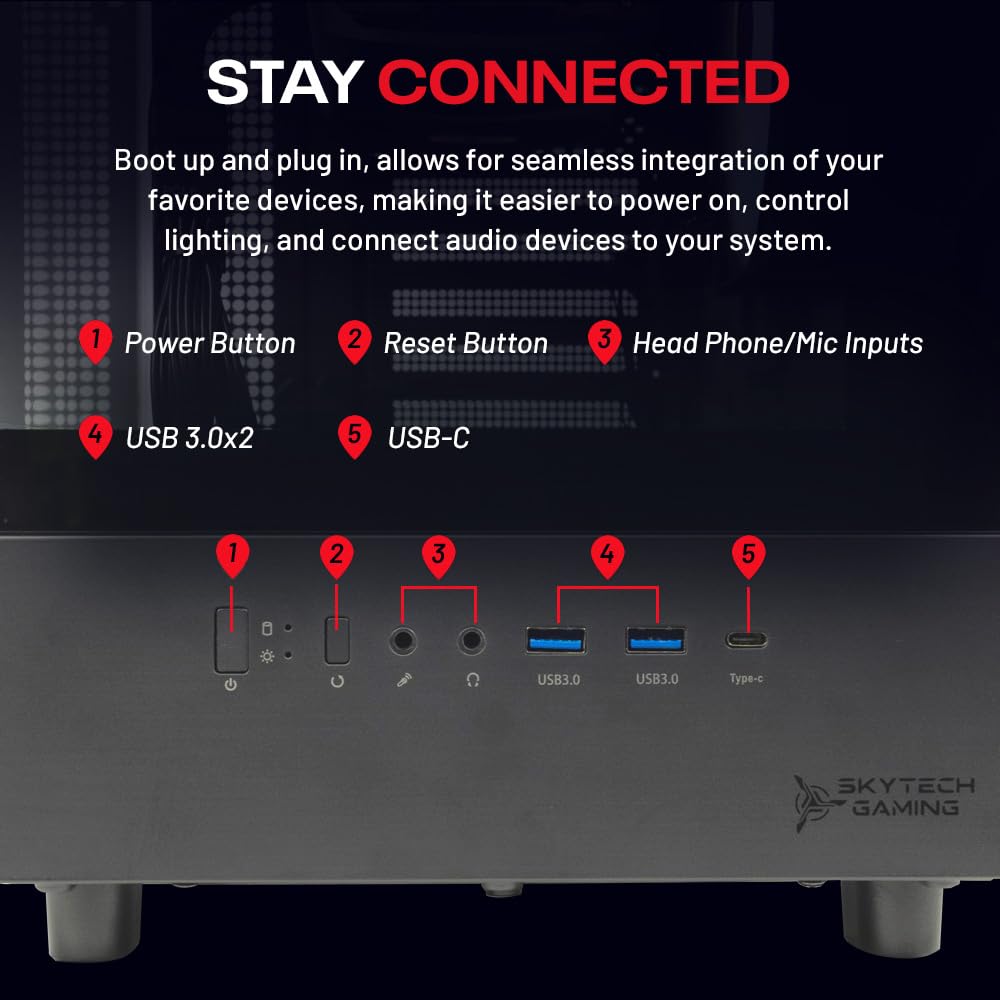 Skytech Gaming Azure 3 Desktop PC, Ryzen 7 9700X 3.8 GHz (5.5GHz), NVIDIA RTX 5060, 1TB NVMe SSD, 16GB DDR5 RAM 6000, 850W Gold ATX 3 PSU, 360mm ARGB AIO, Wi-Fi, Win 11