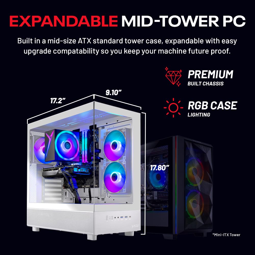 Skytech Gaming Blaze4 Mini Desktop PC, Ryzen 7 5700 3.7 GHz (4.6GHz), NVIDIA RTX 4060 8GB, 1TB NVMe SSD, 16GB DDR4 RAM 3200, 650W Gold PSU, Wi-Fi, Win 11