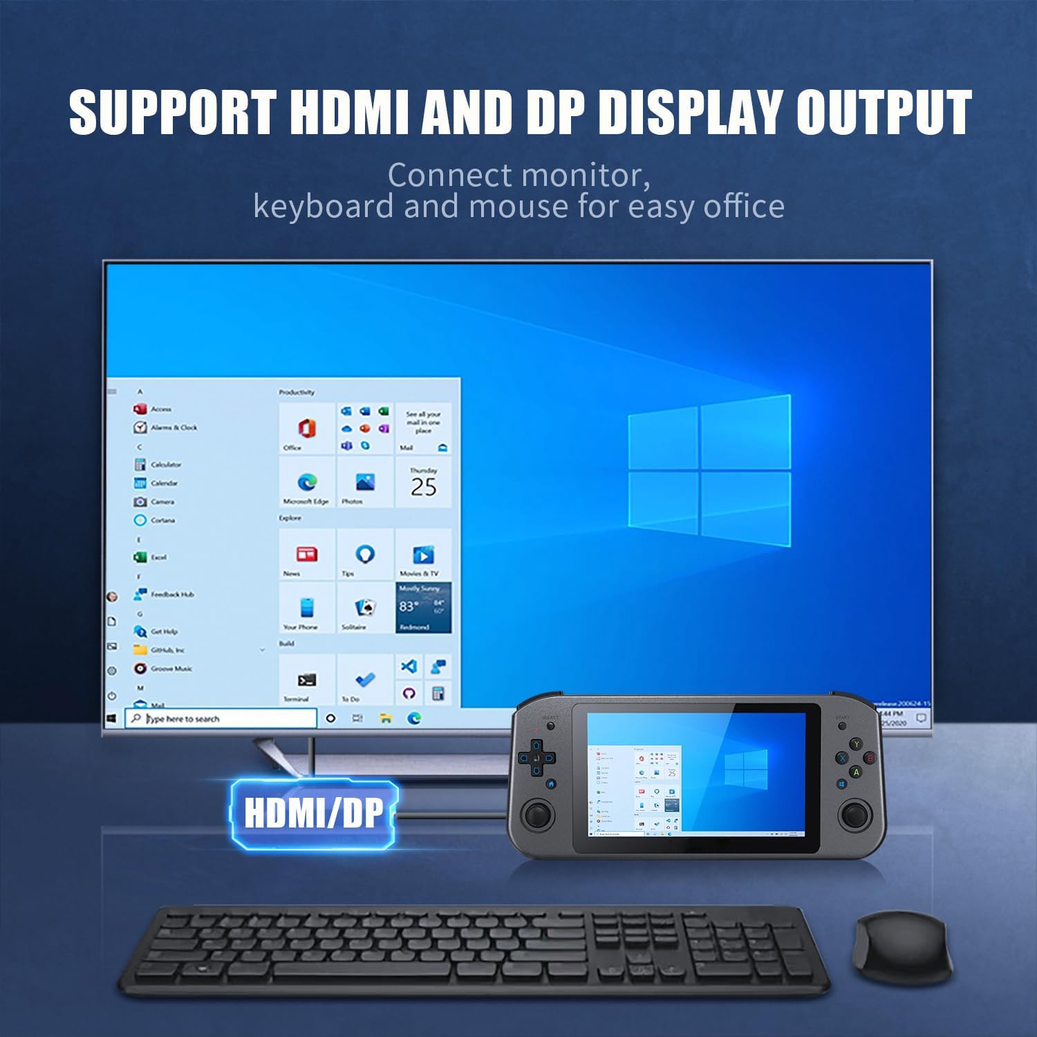 WIN600 Handheld PC Game Console 5.94 Inch IPS Touch Screen Preset Windows10 Home Edition System 256GB M.2 SSD (Black)