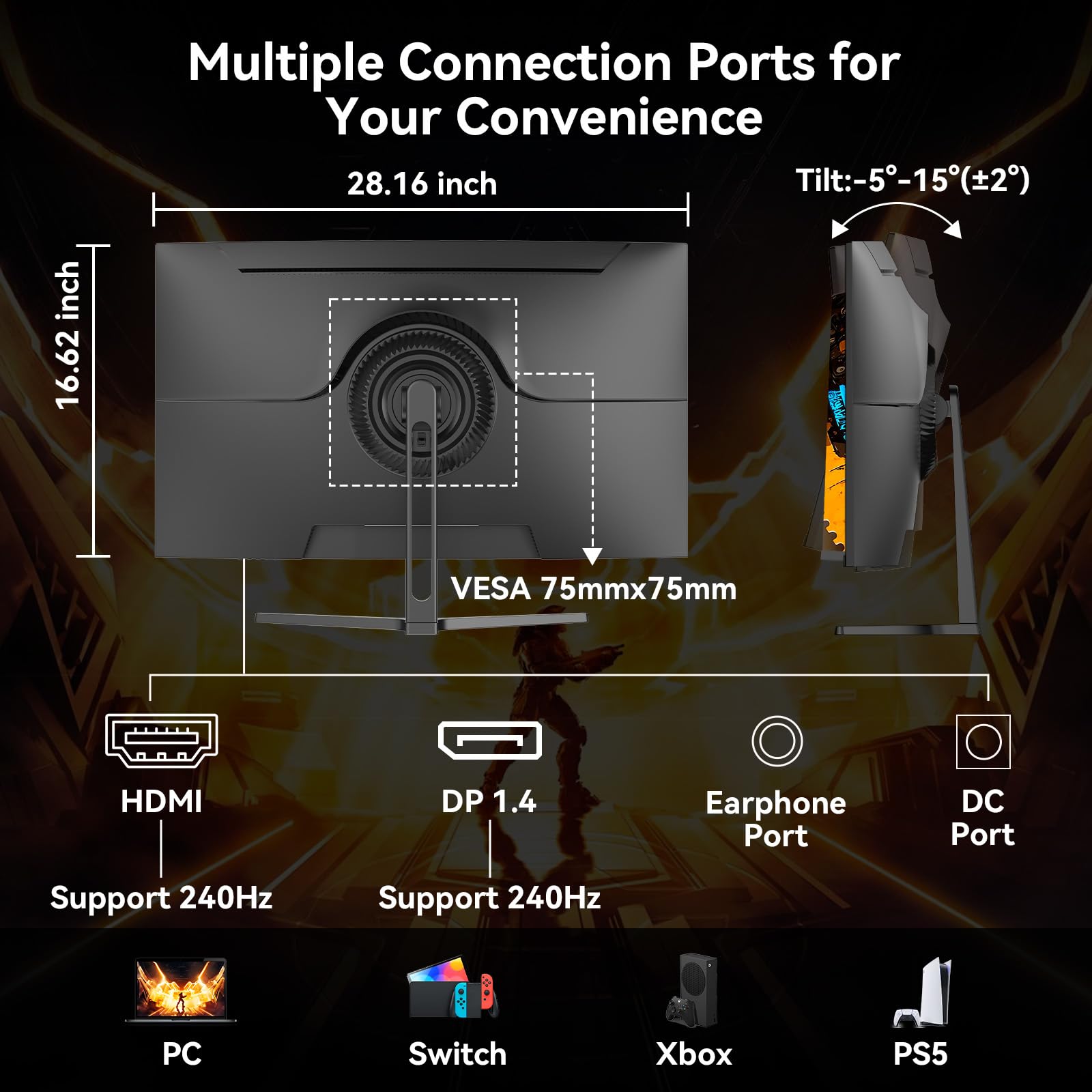 SANSUI 32 Inch Curved 240Hz Gaming Monitor High Refresh Rate, FHD 1080P Gaming PC Monitor HDMI DP1.4, Curved 1500R, 1Ms MPRT, HDR,Metal Stand,VESA Compatible(DP Cable Incl.)