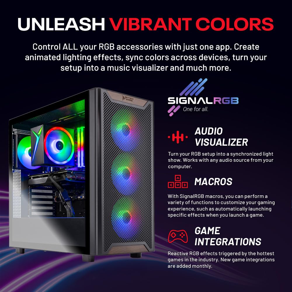 Skytech Gaming Blaze4 Mini Desktop PC, Ryzen 7 5700 3.7 GHz (4.6GHz), NVIDIA RTX 4060 8GB, 1TB NVMe SSD, 16GB DDR4 RAM 3200, 650W Gold PSU, Wi-Fi, Win 11