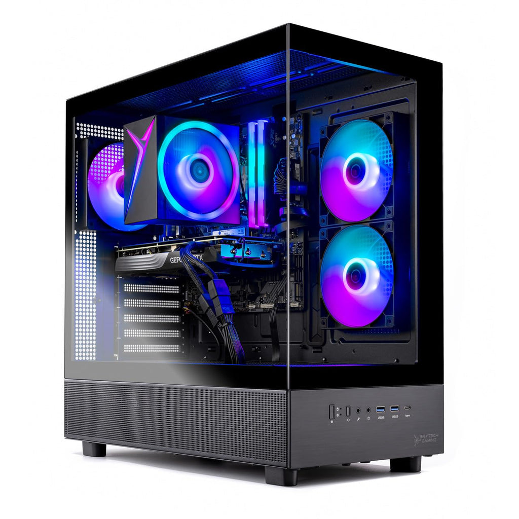 Skytech Gaming Azure 3 Desktop PC, Ryzen 7 9700X 3.8 GHz (5.5GHz), NVIDIA RTX 5060, 1TB NVMe SSD, 16GB DDR5 RAM 6000, 850W Gold ATX 3 PSU, 360mm ARGB AIO, Wi-Fi, Win 11