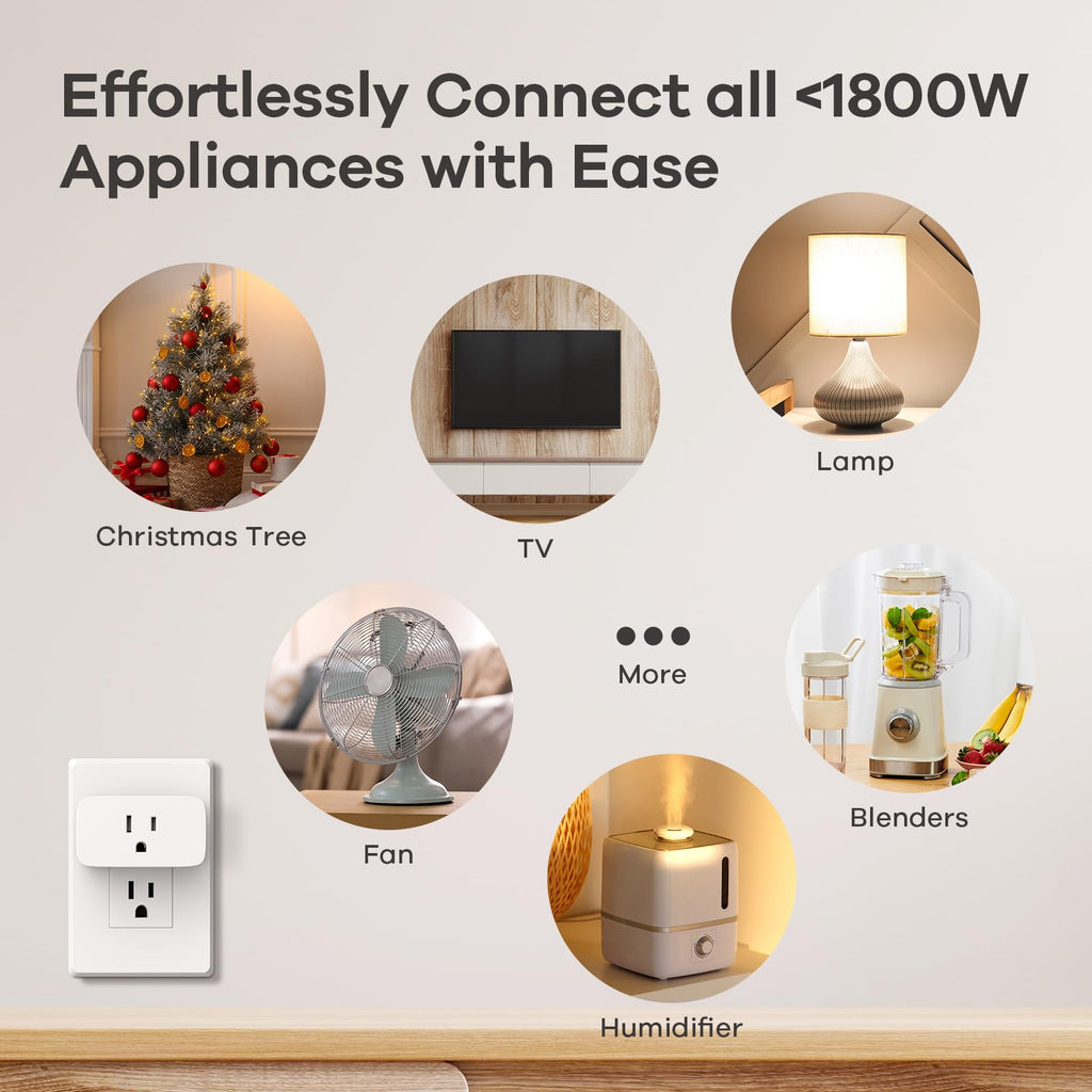 Linkind Matter Smart Plug, Work with Apple Home, Siri, Alexa, Google, SmartThings, Smart Outlet 15A/1800W Max, Smart Home Automation, APP Remote Control,Timer&Schedule, 2.4G Wi-Fi Only, 4 Pack