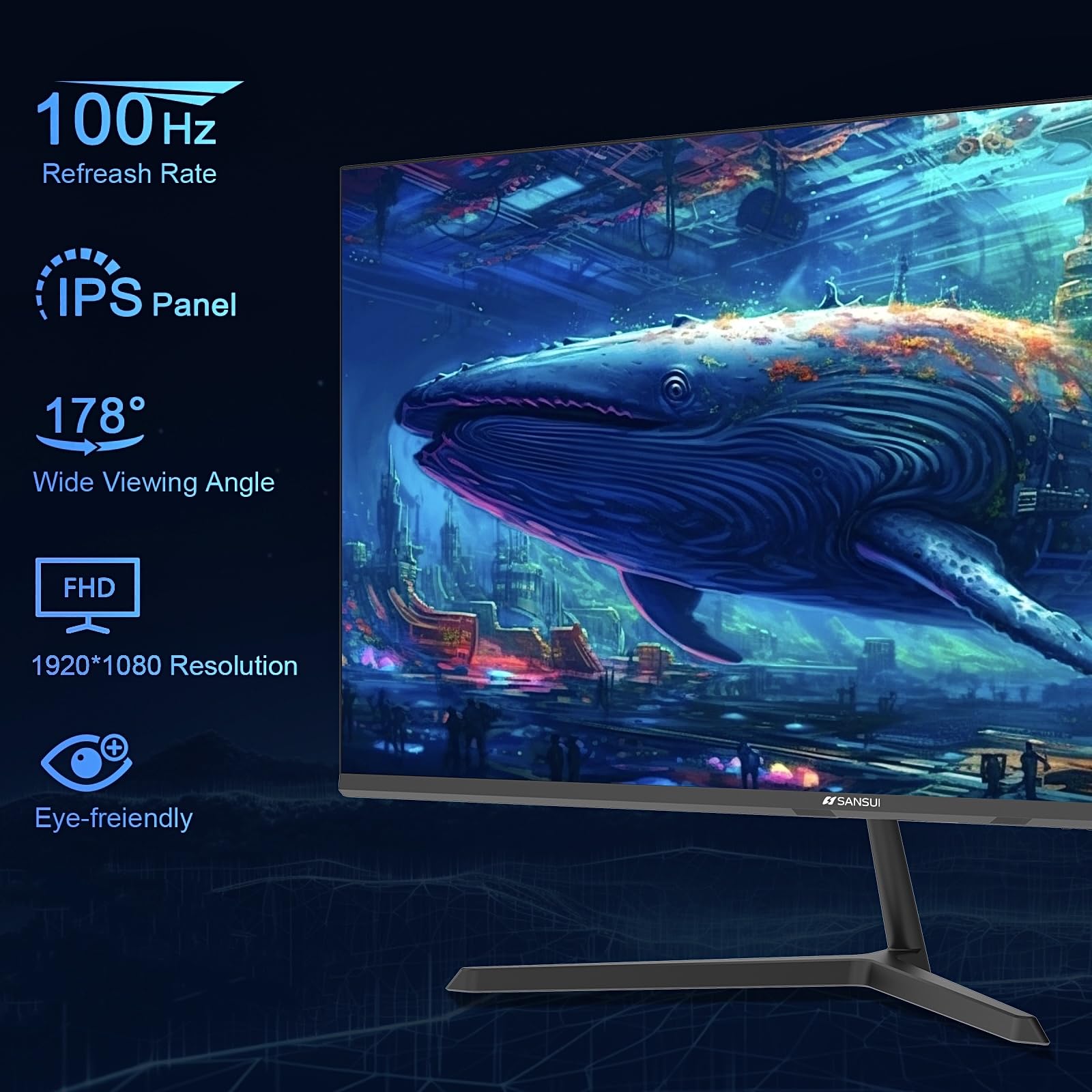 SANSUI 32 Inch Curved 240Hz Gaming Monitor High Refresh Rate, FHD 1080P Gaming PC Monitor HDMI DP1.4, Curved 1500R, 1Ms MPRT, HDR,Metal Stand,VESA Compatible(DP Cable Incl.)