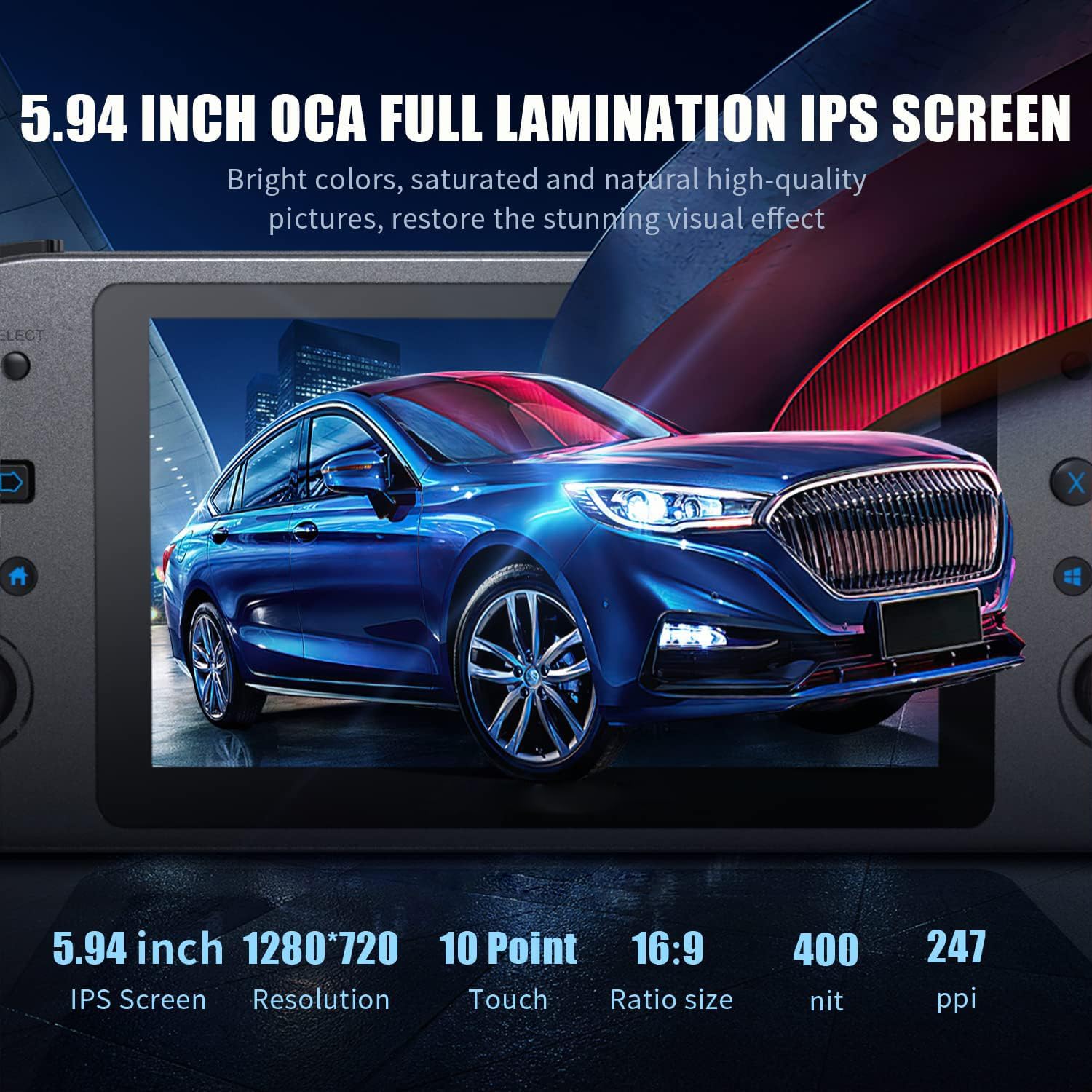 WIN600 Handheld PC Game Console 5.94 Inch IPS Touch Screen Preset Windows10 Home Edition System 256GB M.2 SSD (Black)