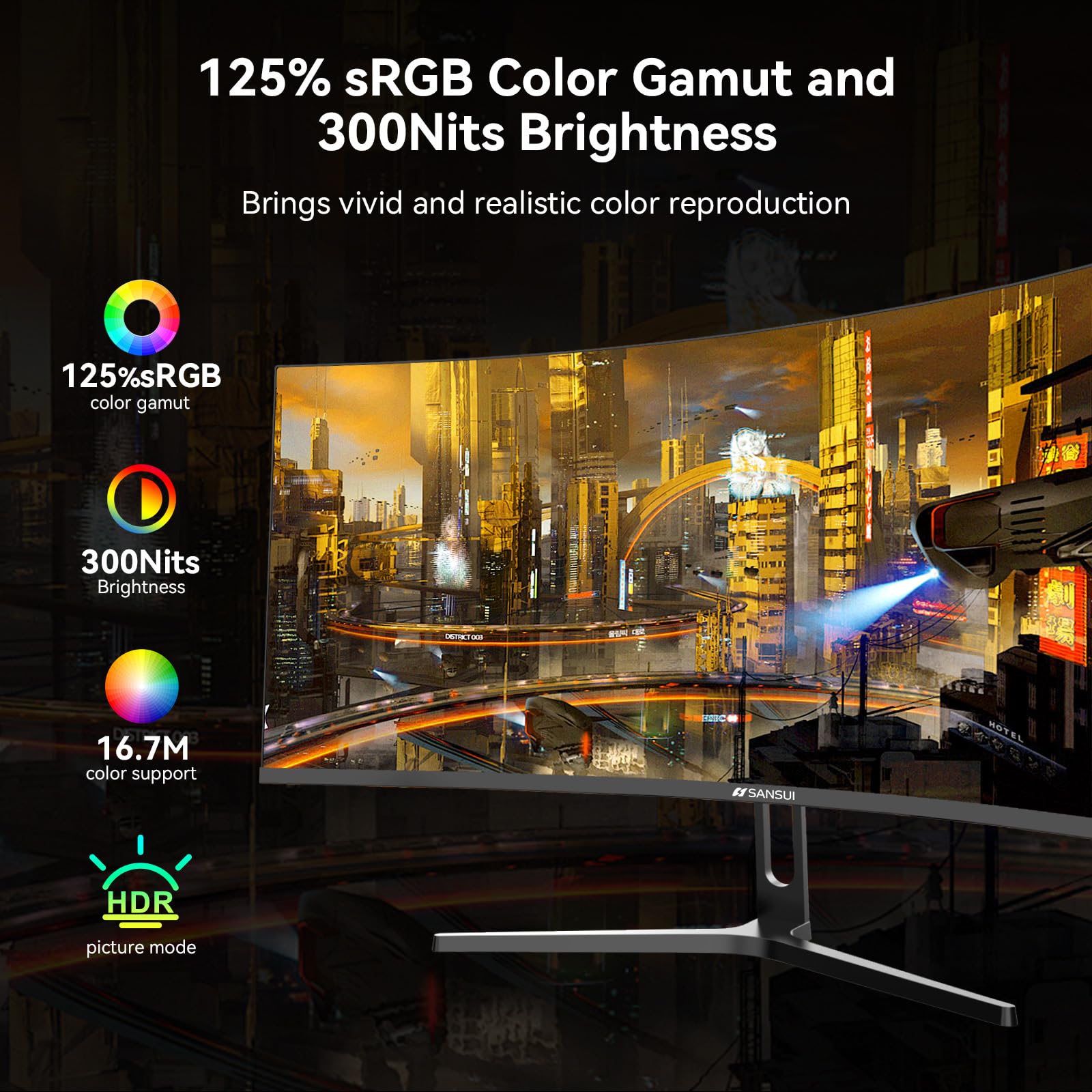 SANSUI 32 Inch Curved 240Hz Gaming Monitor High Refresh Rate, FHD 1080P Gaming PC Monitor HDMI DP1.4, Curved 1500R, 1Ms MPRT, HDR,Metal Stand,VESA Compatible(DP Cable Incl.)