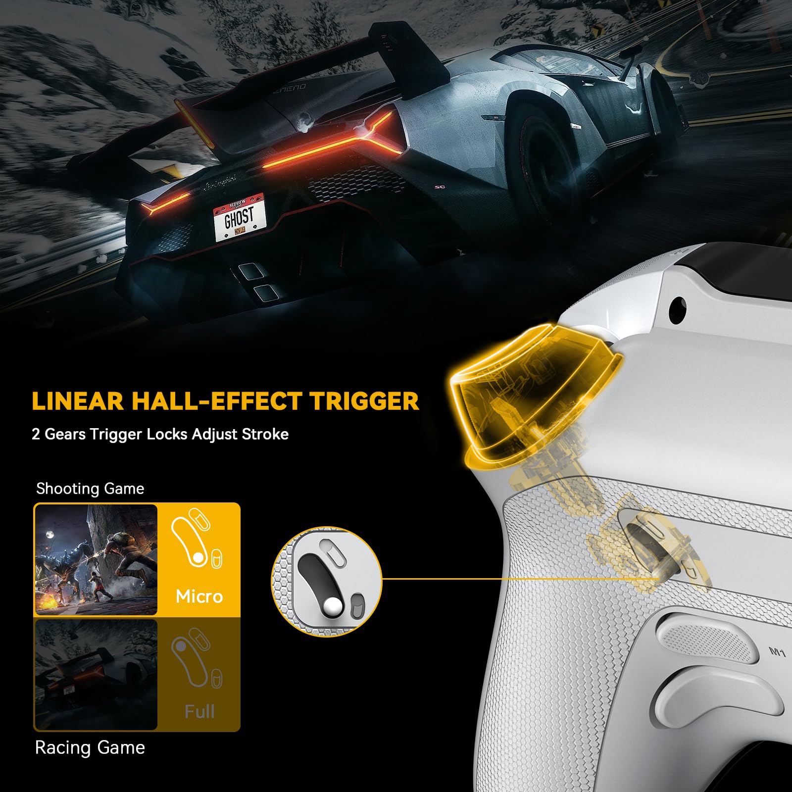 ManbaOne Interactive Screen Wireless Gaming Controller for PC/Switch/Switch 2/iOS/Android,Hall Effect Stick & Trigger,RGB Lighting,Remappable Buttons,1800mAh with Charging Dock (Black)