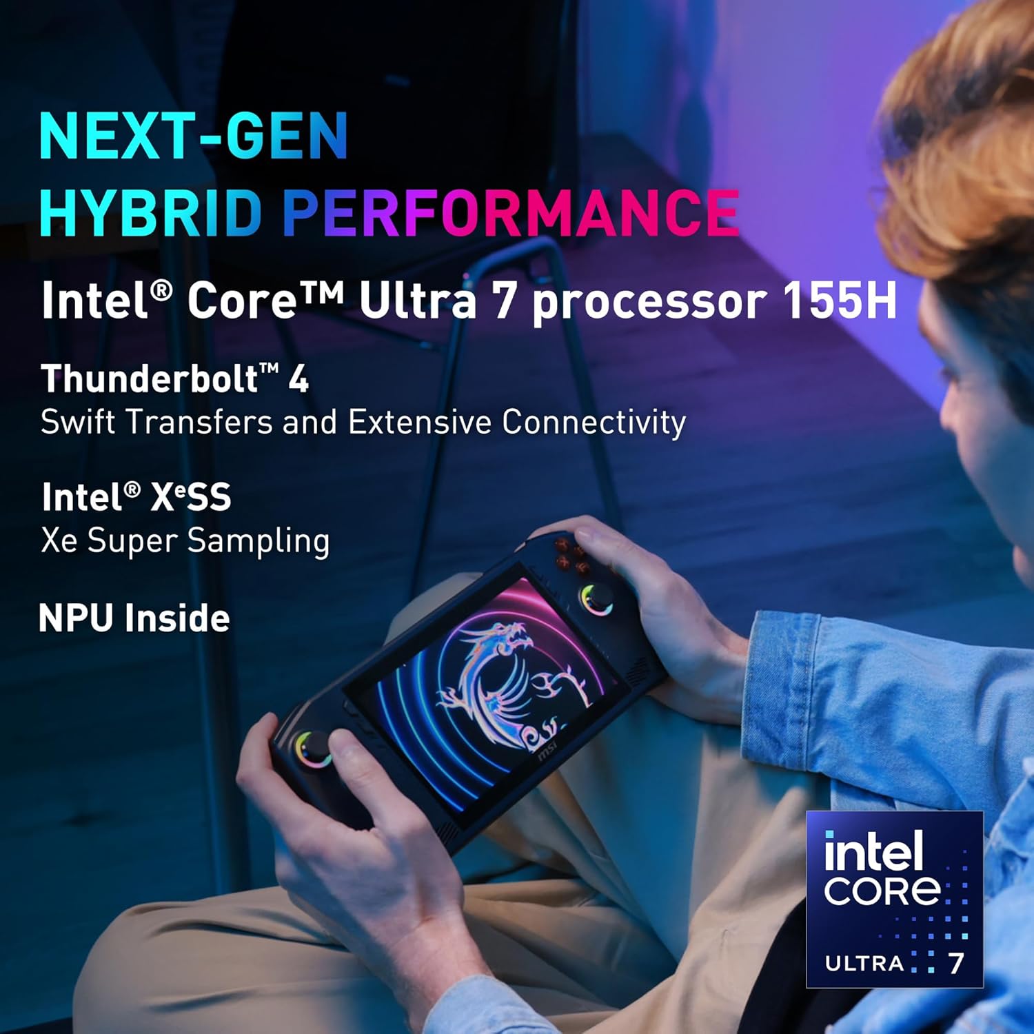 MSI Claw A1M PC Gaming Handheld: Intel Ultra 7-155H, 7" FHD 120Hz Display, 16GB LPDDR5, 1TB NVMe SSD, SD Card Reader, Thunderbolt 4, Win 11 Home: Black 229US