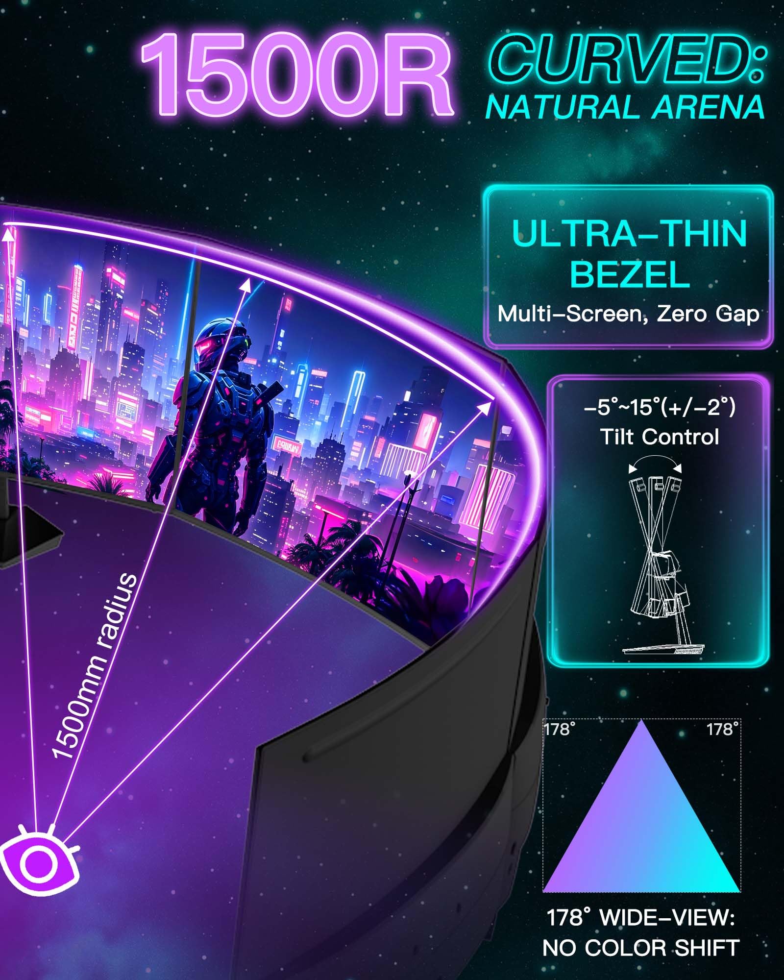 SANSUI 32 Inch Curved 240Hz Gaming Monitor High Refresh Rate, FHD 1080P Gaming PC Monitor HDMI DP1.4, Curved 1500R, 1Ms MPRT, HDR,Metal Stand,VESA Compatible(DP Cable Incl.)