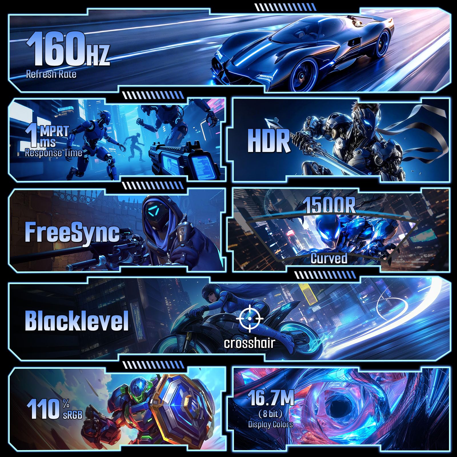 SANSUI 32 Inch Curved 240Hz Gaming Monitor High Refresh Rate, FHD 1080P Gaming PC Monitor HDMI DP1.4, Curved 1500R, 1Ms MPRT, HDR,Metal Stand,VESA Compatible(DP Cable Incl.)