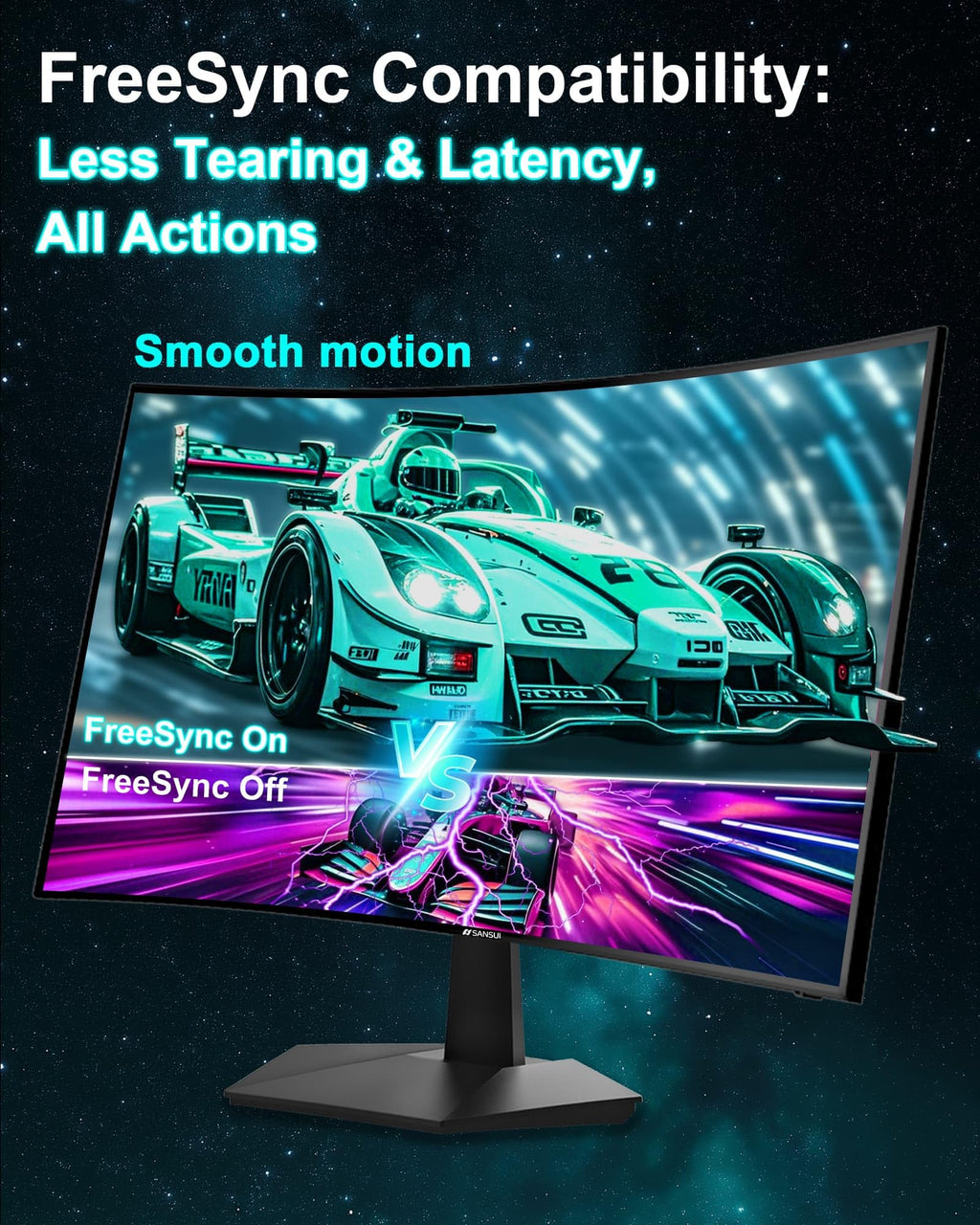 SANSUI 32 Inch Curved 240Hz Gaming Monitor High Refresh Rate, FHD 1080P Gaming PC Monitor HDMI DP1.4, Curved 1500R, 1Ms MPRT, HDR,Metal Stand,VESA Compatible(DP Cable Incl.)